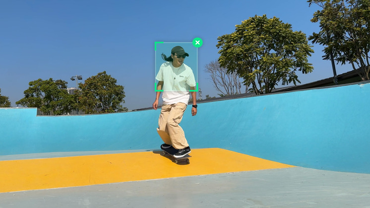 A subject is tracked using Deep Track 4.0 while skateboarding.